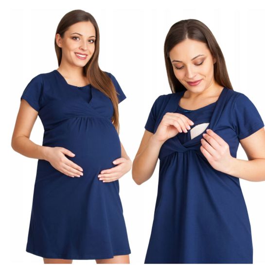 Noční košile pro těhotné nebo kojící ženy L/XL modrá