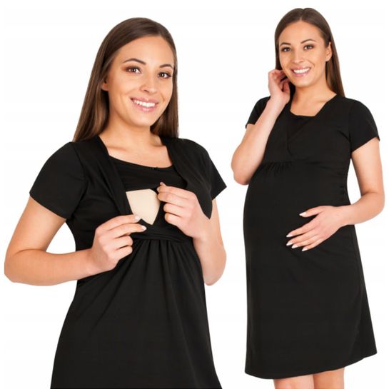 Noční košile pro těhotné nebo kojící ženy L/XL černá