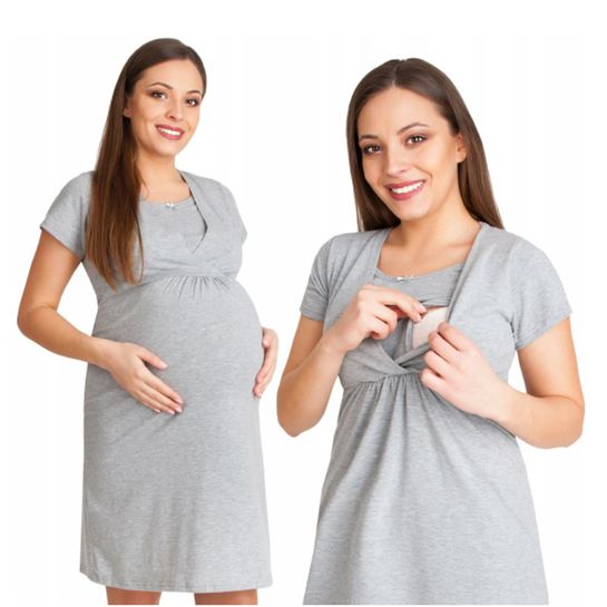 Noční košile pro těhotné nebo kojící ženy L/XL šedá