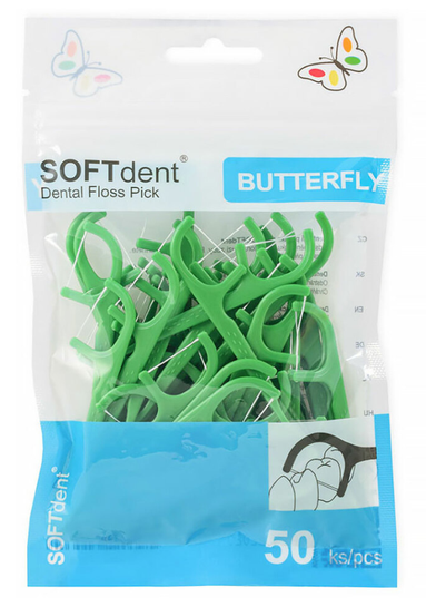 SOFTdent Dentální párátka BUTTERFLY s nití 50 ks